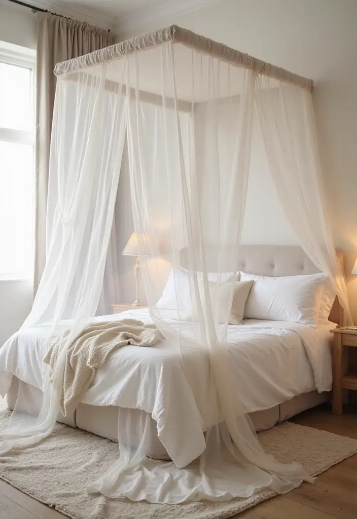 26 Country Style Bedroom Ideas That Feel Warm and Inviting - 23. Country-Style Bedding Canopies