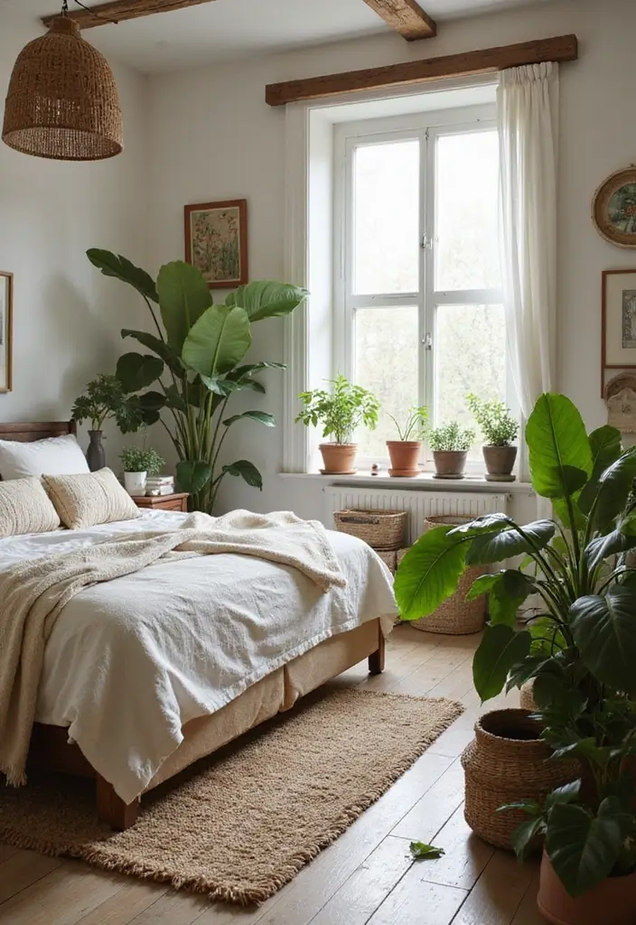 26 Country Style Bedroom Ideas That Feel Warm and Inviting - 5. Nature-Inspired Decor
