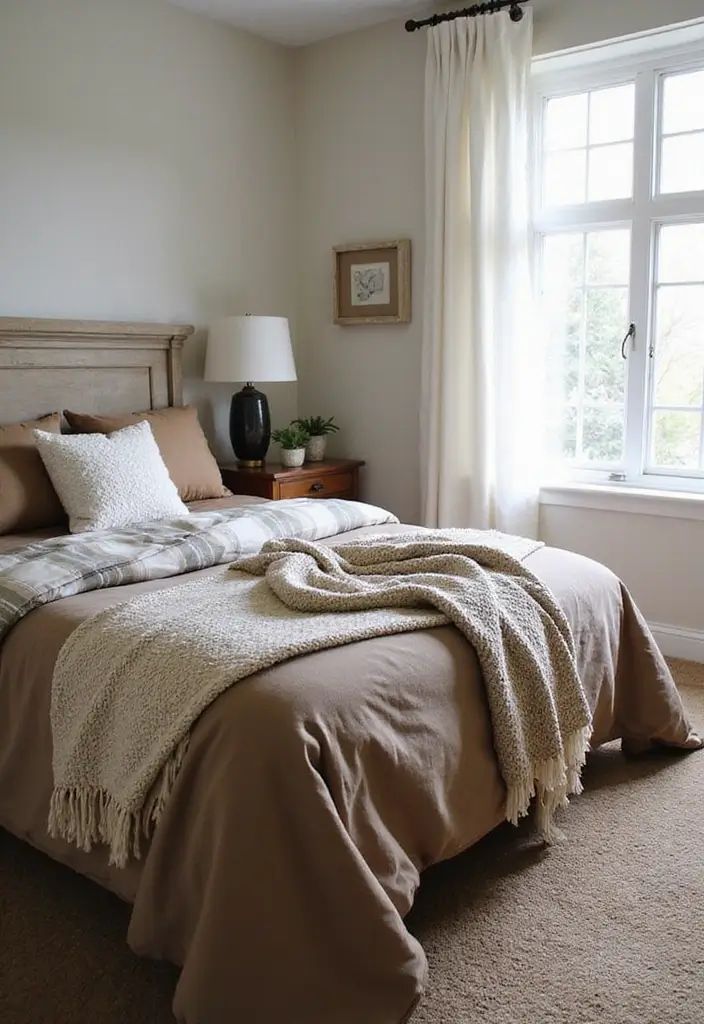 26 Country Style Bedroom Ideas That Feel Warm and Inviting - 8. Farmhouse-Style Bedding