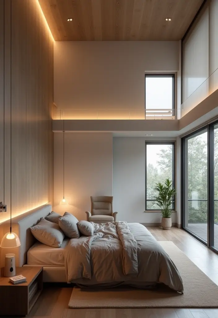 26 Ingenious Mezzanine Bedroom Small Loft Ideas - 21. Integrate Smart Technology