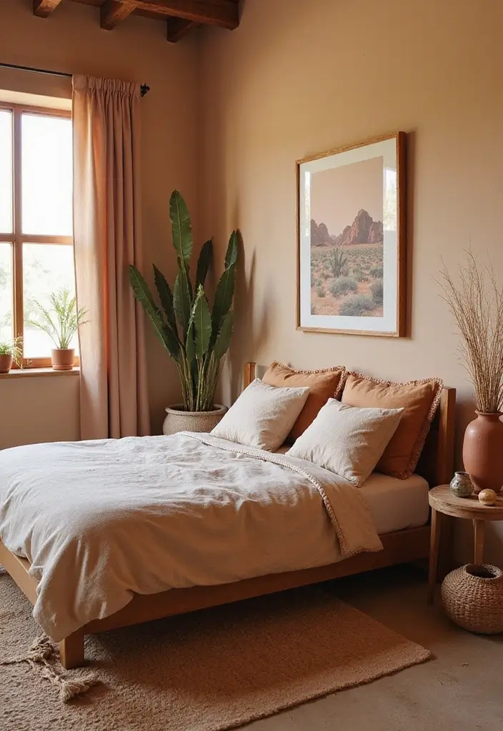27 Western Boho Bedroom Ideas That Mix Wild Spirit and Style - 10. Desert-Inspired Decor