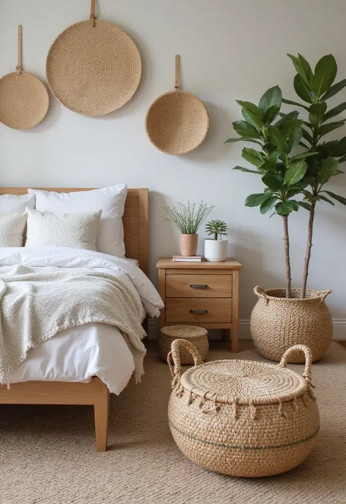 27 Western Boho Bedroom Ideas That Mix Wild Spirit and Style - 11. Woven Baskets