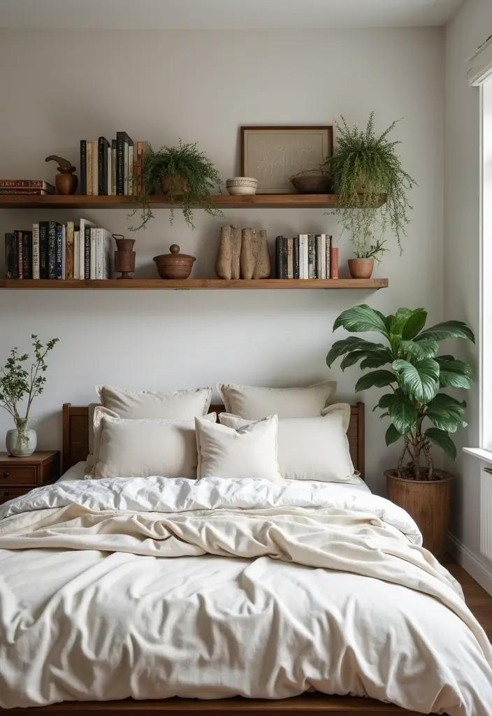 27 Western Boho Bedroom Ideas That Mix Wild Spirit and Style - 20. Rustic Shelving