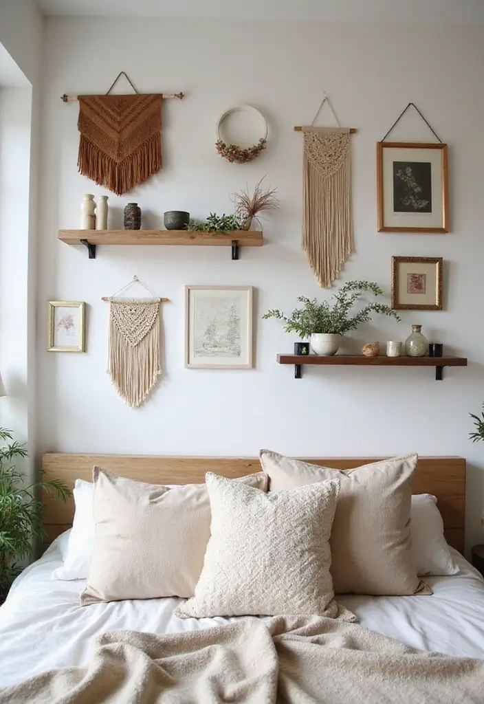 27 Western Boho Bedroom Ideas That Mix Wild Spirit and Style - 25. Creative Wall Décor