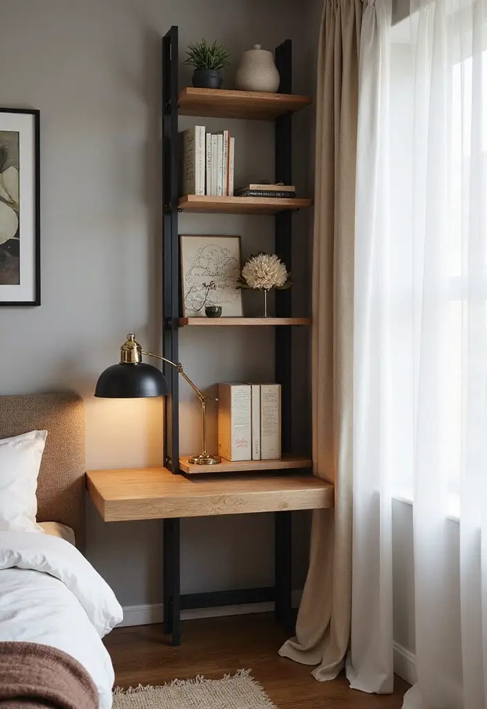 28 Corner Shelf Ideas for Bedrooms That Are Functional and Pretty - 20. Corner Shelf with a Fold-down Table