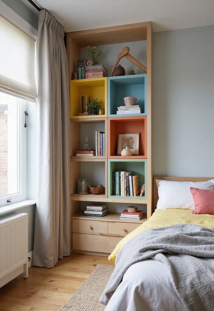 28 Corner Shelf Ideas for Bedrooms That Are Functional and Pretty - 8. Simple Cube Shelving