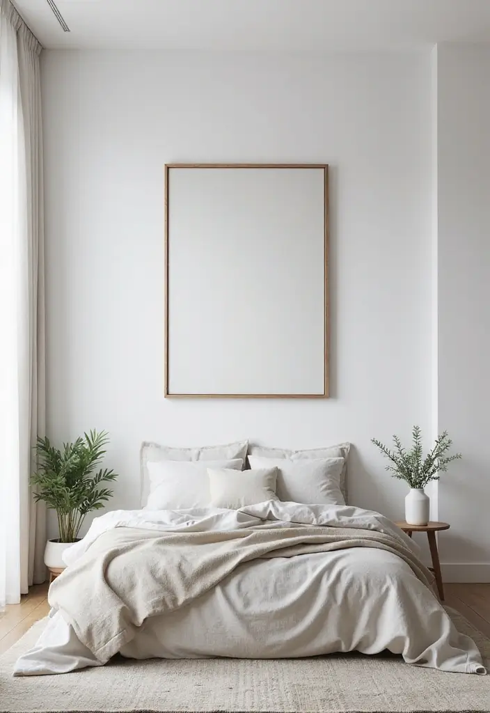 28 Minimalist Bedroom Decor Ideas That Feel Calm and Clutter-Free - 23. Minimalist Wall Decor