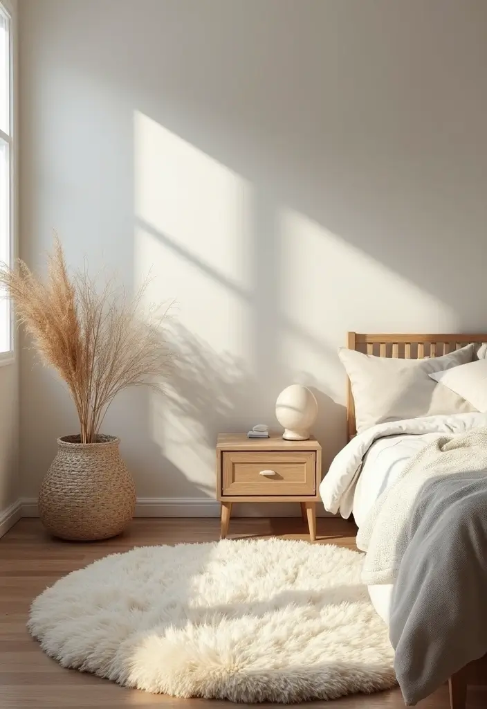 28 Minimalist Bedroom Decor Ideas That Feel Calm and Clutter-Free - 25. Soft Area Rugs