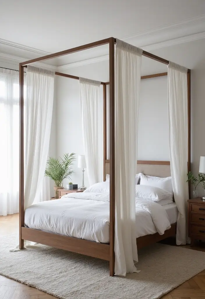 28 Modern Bedroom Interior Design Ideas That Feel Luxe & Serene - 12. Modern Canopy Beds