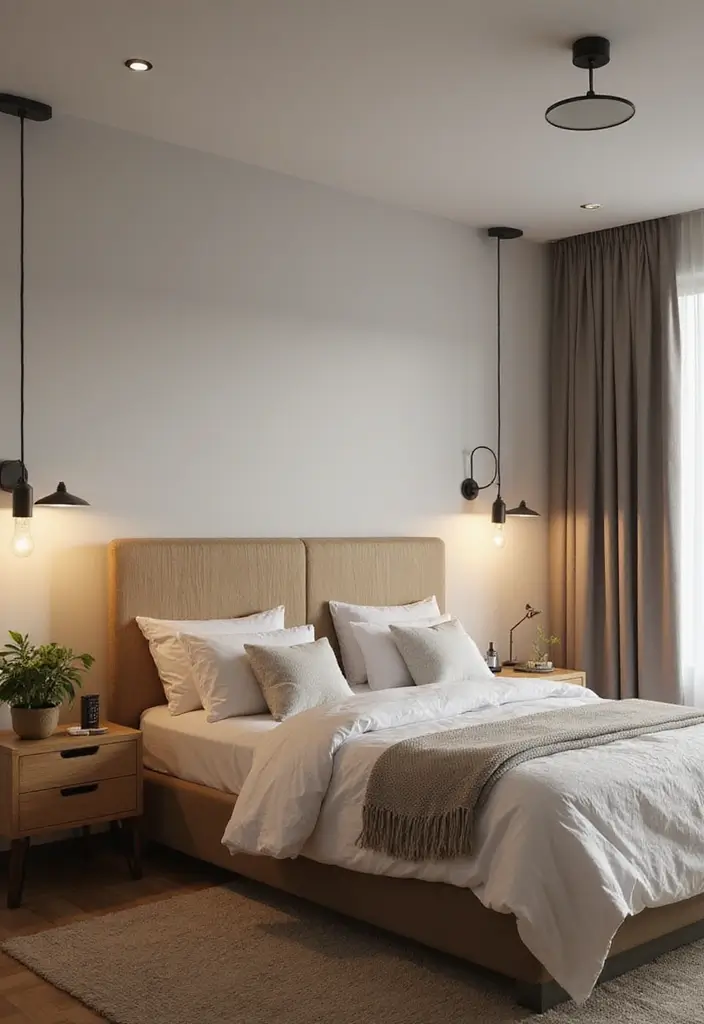 28 Modern Bedroom Interior Design Ideas That Feel Luxe & Serene - 25. Eco-friendly Lighting