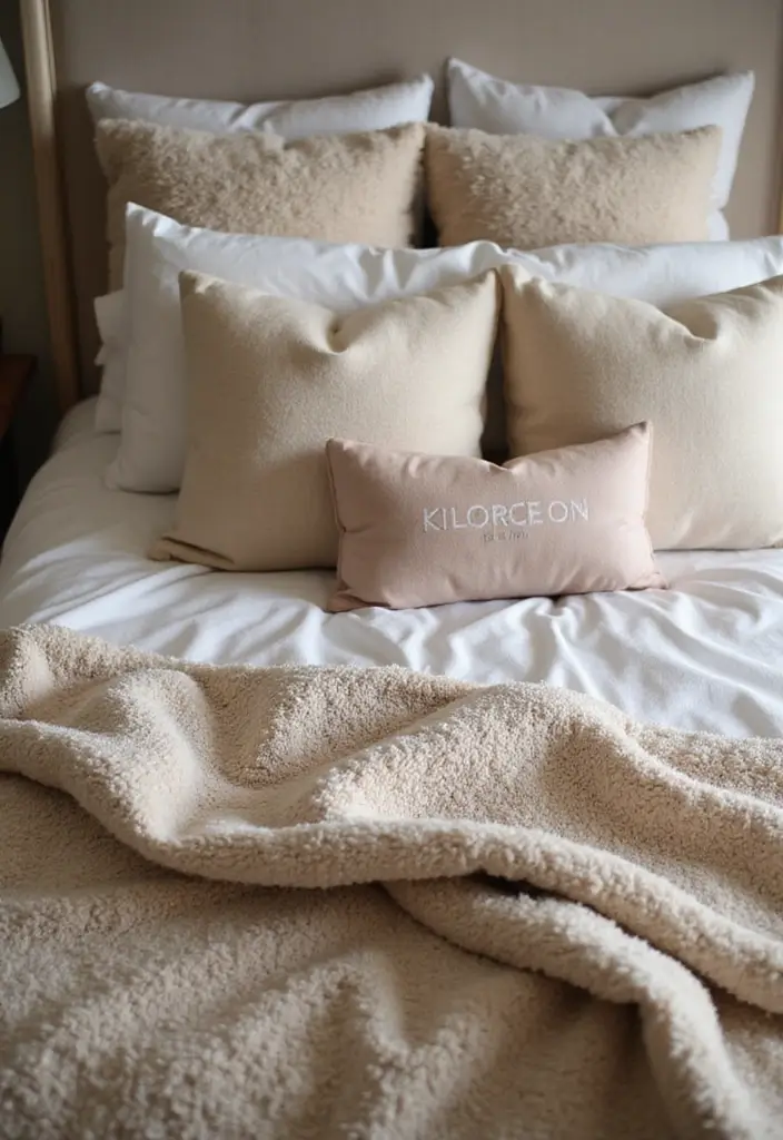 29 Romantic Bedroom Ideas for Him's Birthday That Feel Personal & Cozy - 2. Cozy Bed Setup with Plush Pillows