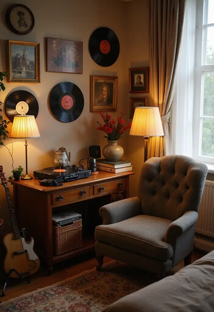 29 Romantic Bedroom Ideas for Him's Birthday That Feel Personal & Cozy - 21. Romantic Music Corner