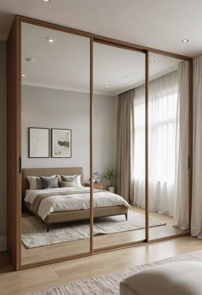 30 Bedroom Wardrobe Design Ideas That Maximize Space Beautifully - 15. Wardrobes with Built-in Mirrors