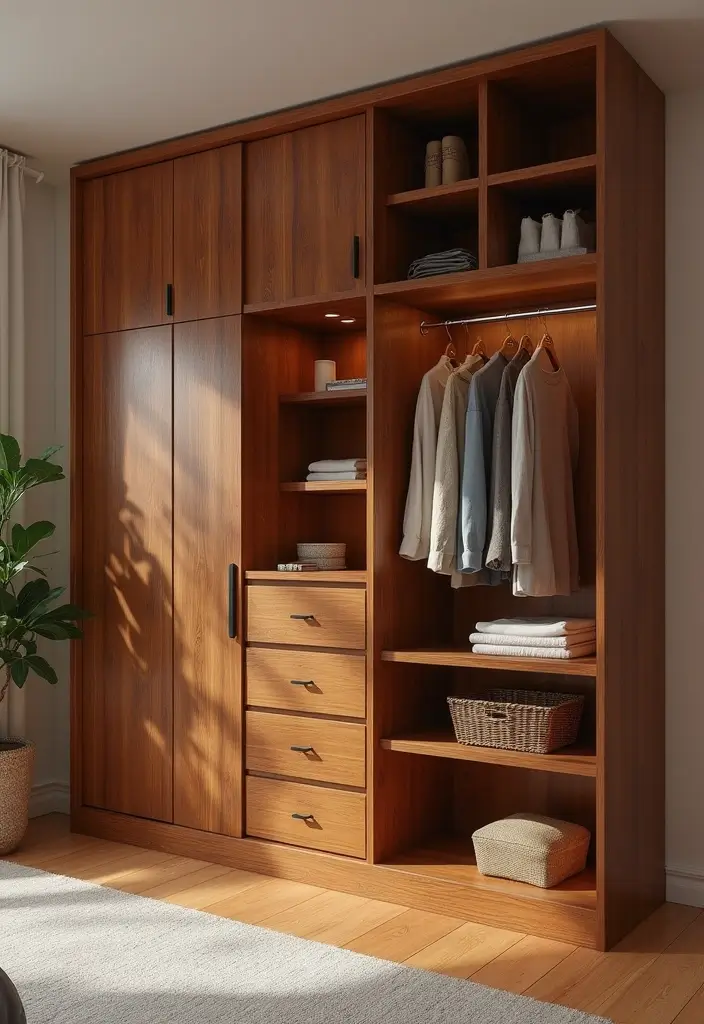 30 Cherry Wood Bedroom Decor Ideas That Feel Rich and Cozy - 11. Cherry Wood Wardrobe