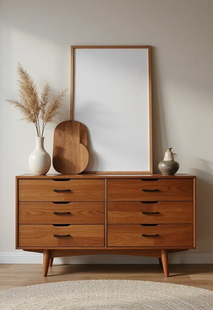 30 Cherry Wood Bedroom Decor Ideas That Feel Rich and Cozy - 3. Cherry Wood Dresser with Clean Lines