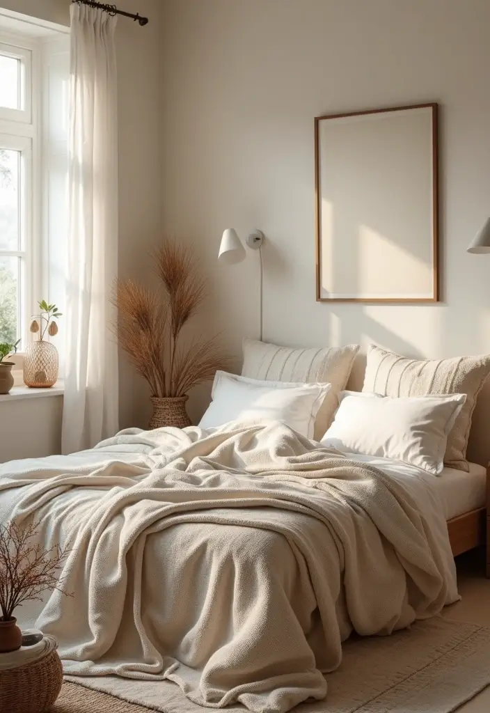 30 Cozy Boho Bedroom Ideas That Feel Dreamy and Relaxed - 13. Soft, Neutral Color Palettes