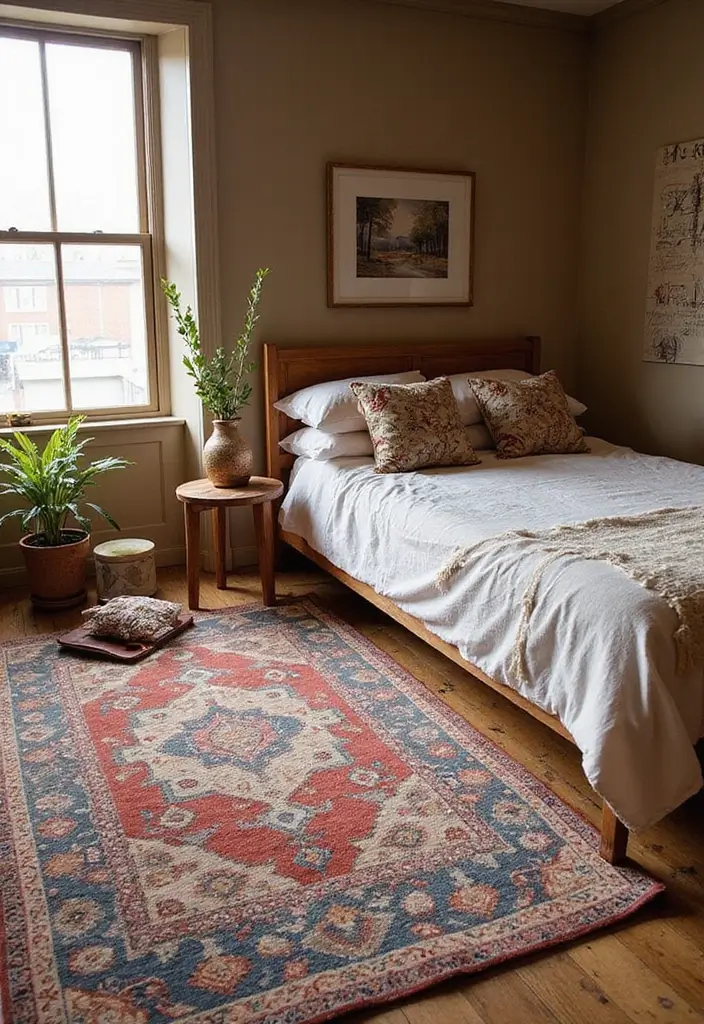30 Cozy Boho Bedroom Ideas That Feel Dreamy and Relaxed - 2. Layered Rugs for Warmth