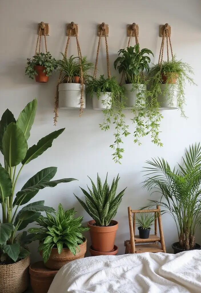 30 Cozy Boho Bedroom Ideas That Feel Dreamy and Relaxed - 4. Mindful Plant Arrangements