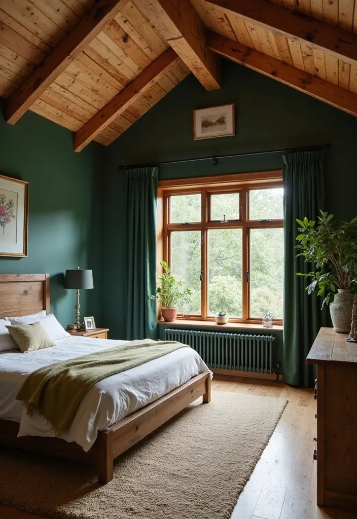 30 Forest Green Bedroom Ideas That Bring Nature Indoors - 14. Rustic Wood Accents