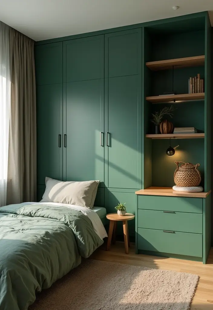 30 Forest Green Bedroom Ideas That Bring Nature Indoors - 19. Multifunctional Spaces