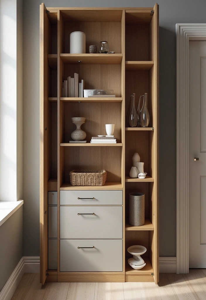 30 Inside Cupboard Ideas Bedroom That Maximize Storage - 21. Utilize Vertical Space with Tall Cabinets