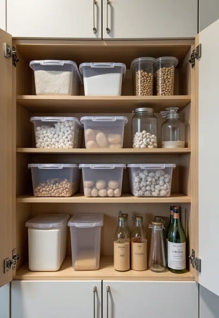 30 Inside Cupboard Ideas Bedroom That Maximize Storage - 24. Use Clear Containers for Visibility