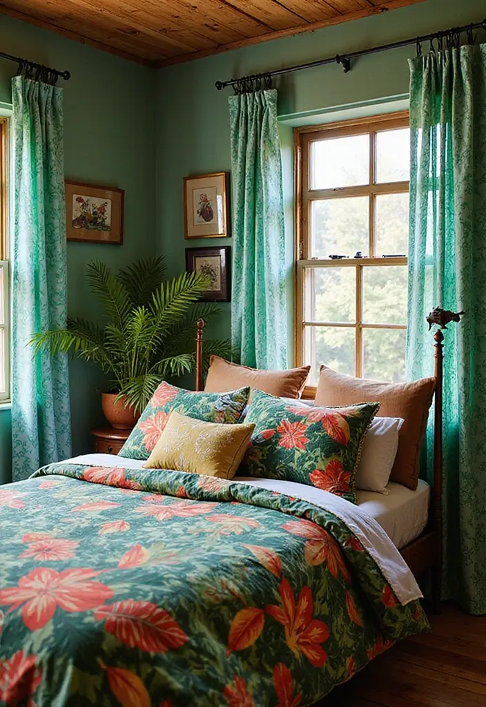 30 Jungle Bedroom Ideas for Adults That Bring Nature Indoors - 10. Bold Patterns