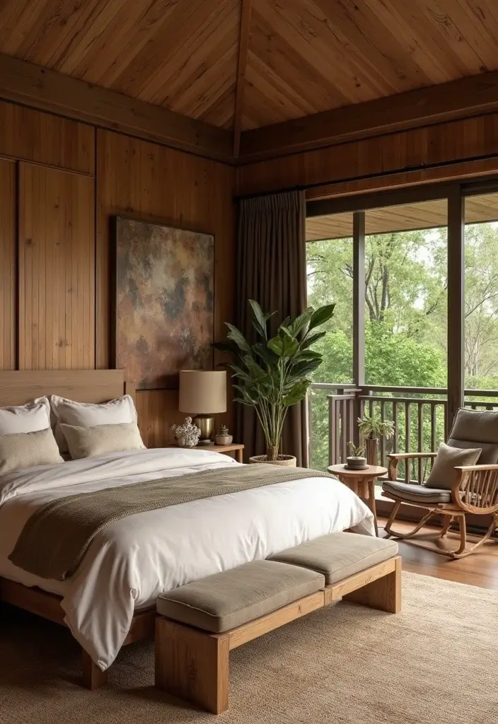 30 Jungle Bedroom Ideas for Adults That Bring Nature Indoors - 9. Natural Wood Accents