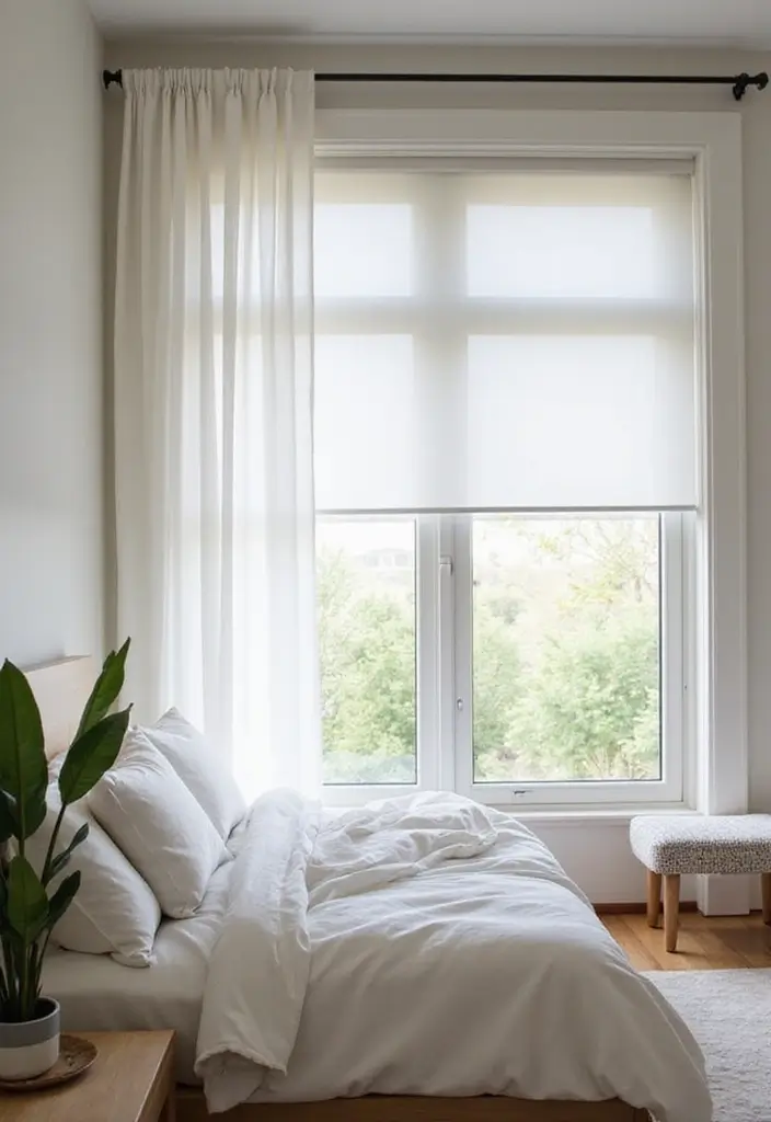 30 Men’s Small Bedroom Ideas That Feel Minimal & Masculine - 13. Minimalist Window Treatments
