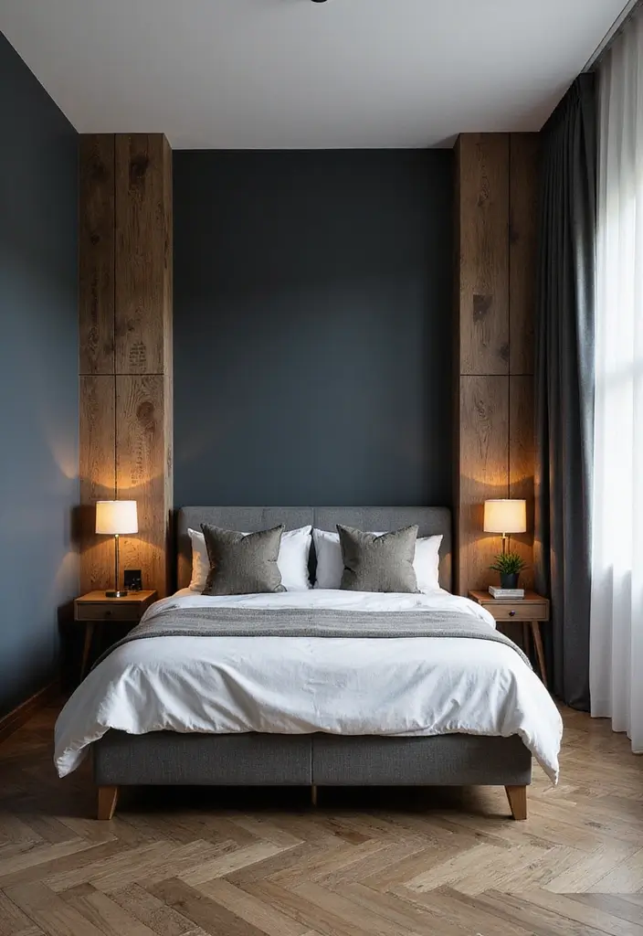 30 Men’s Small Bedroom Ideas That Feel Minimal & Masculine - 14. Masculine Accent Walls