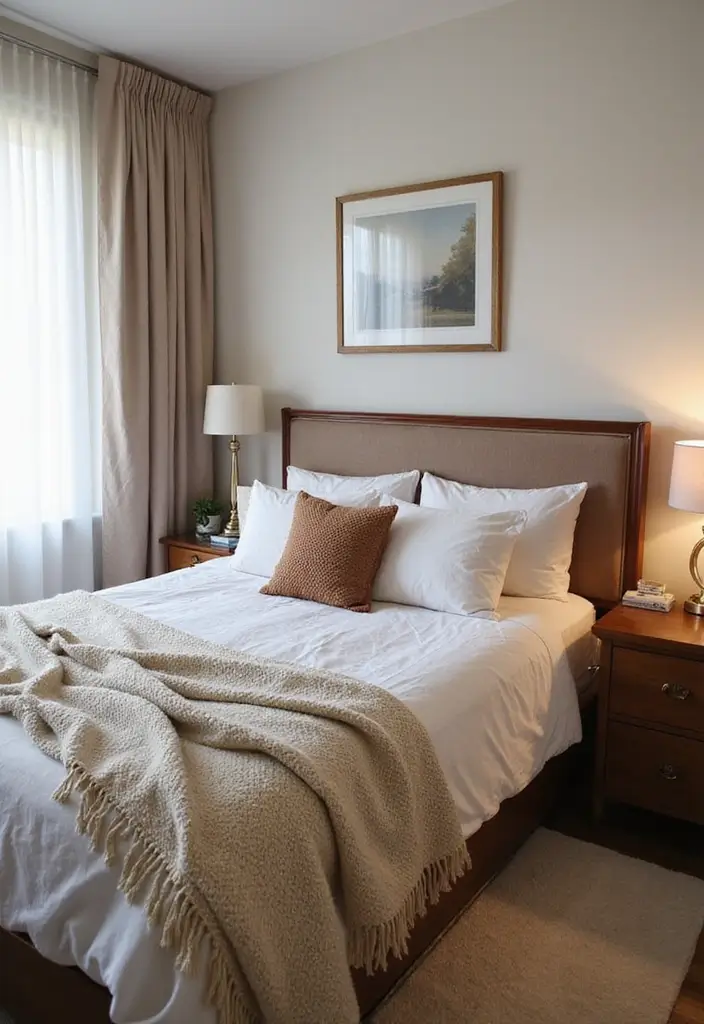 30 Men’s Small Bedroom Ideas That Feel Minimal & Masculine - 26. Cozy Throws and Pillows