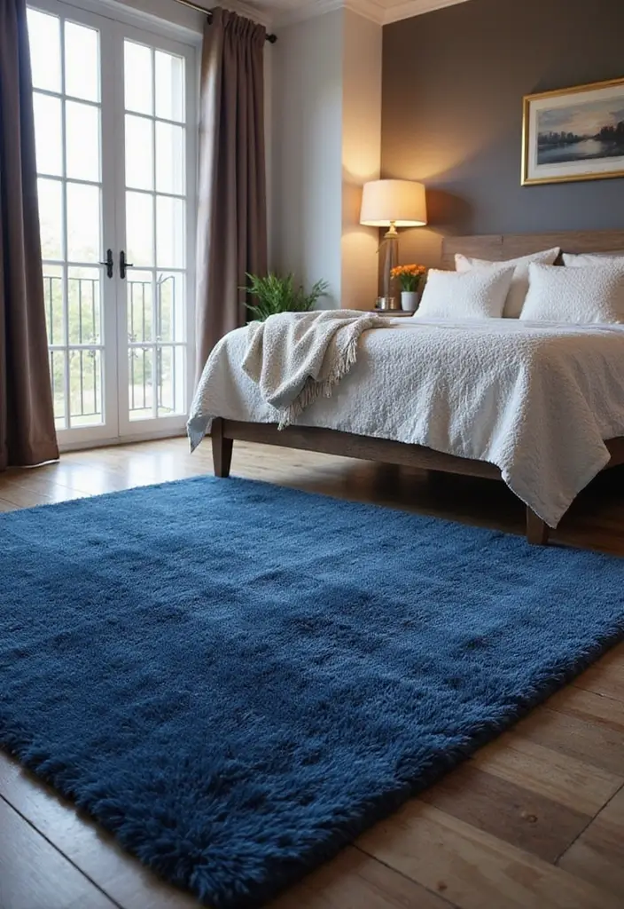 30 Midnight Blue Bedroom Ideas That Feel Bold and Sophisticated - 9. Midnight Blue Rugs