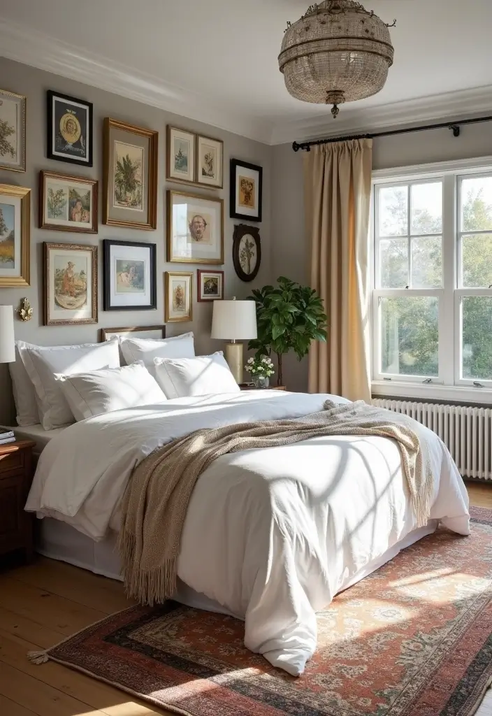 30 Modern Victorian Bedroom Ideas That Blend Old and New Perfectly - 21. Wall Art with a Personal Touch