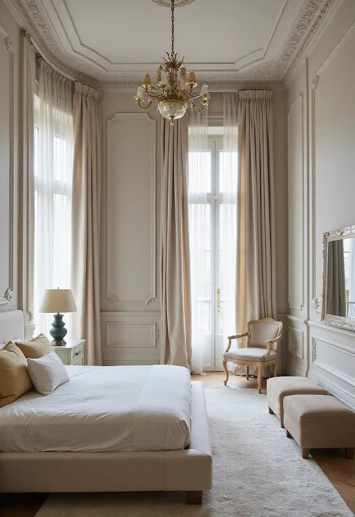 30 Modern Victorian Bedroom Ideas That Blend Old and New Perfectly - 7. Intricate Molding and Architecture