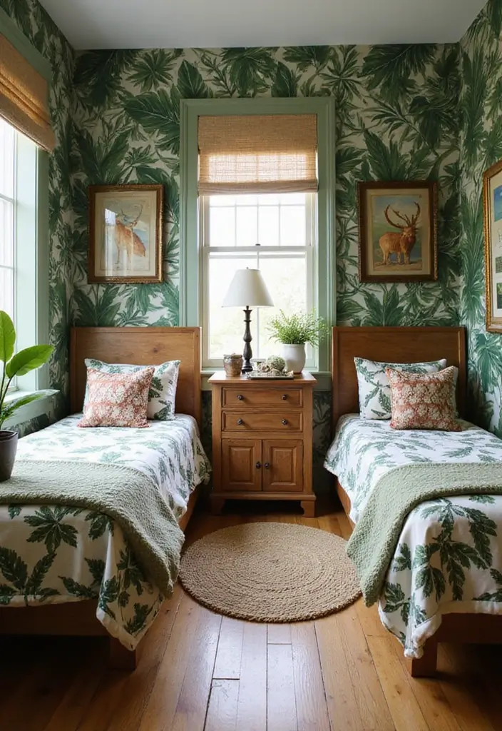 30 Twin Bedroom Ideas for Boys That Are Fun & Functional - 2. Adventure Awaits in a Jungle Retreat