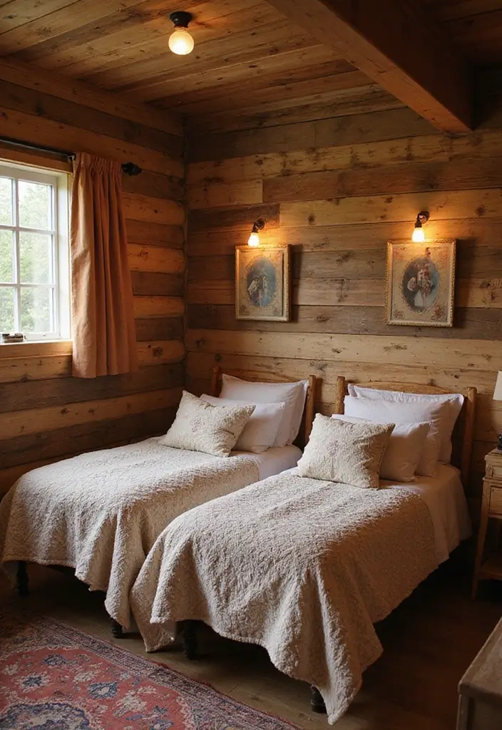 30 Twin Bedroom Ideas for Boys That Are Fun & Functional - 26. Cozy Cabin Retreat