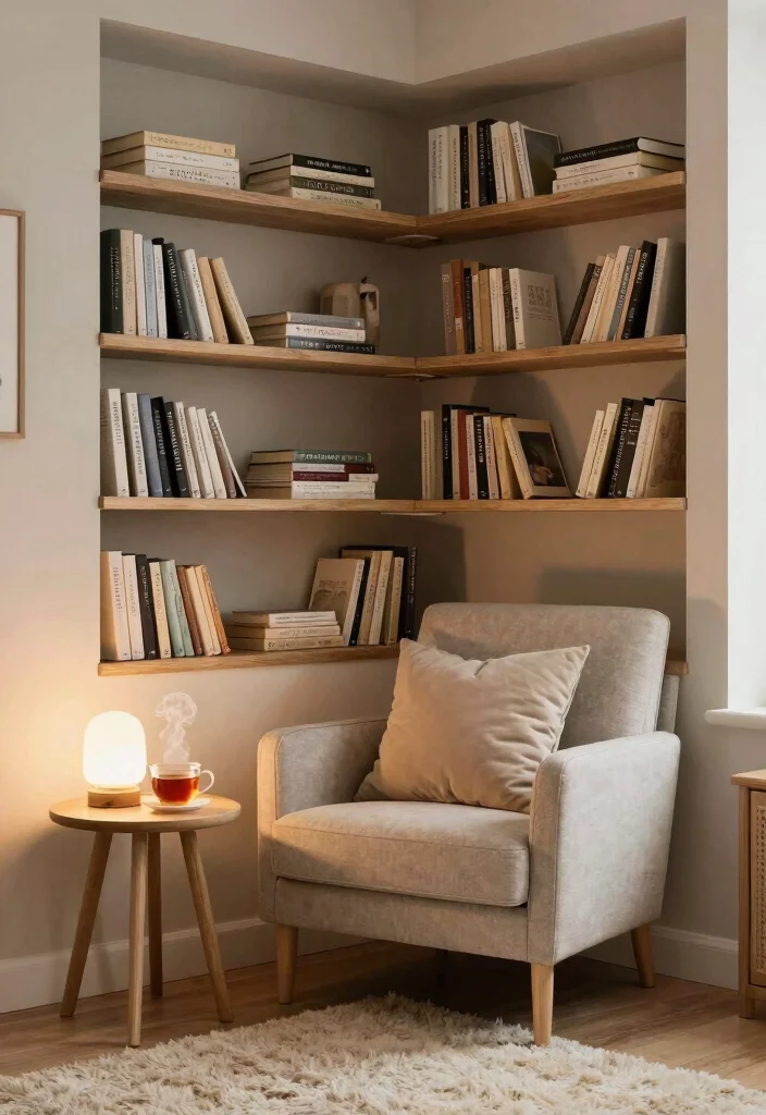 15 Book Shelves in Living Room Ideas: Stylish Storage - 2. Corner Book Nook with Built-in Shelves 1