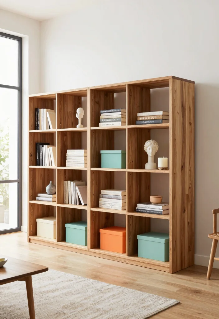 15 Book Shelves in Living Room Ideas: Stylish Storage - 4. Minimalist Cube Shelving 1