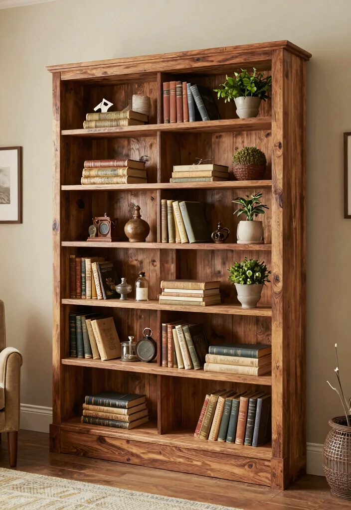 15 Book Shelves in Living Room Ideas: Stylish Storage - 9. Vintage Inspired Book Shelves 1