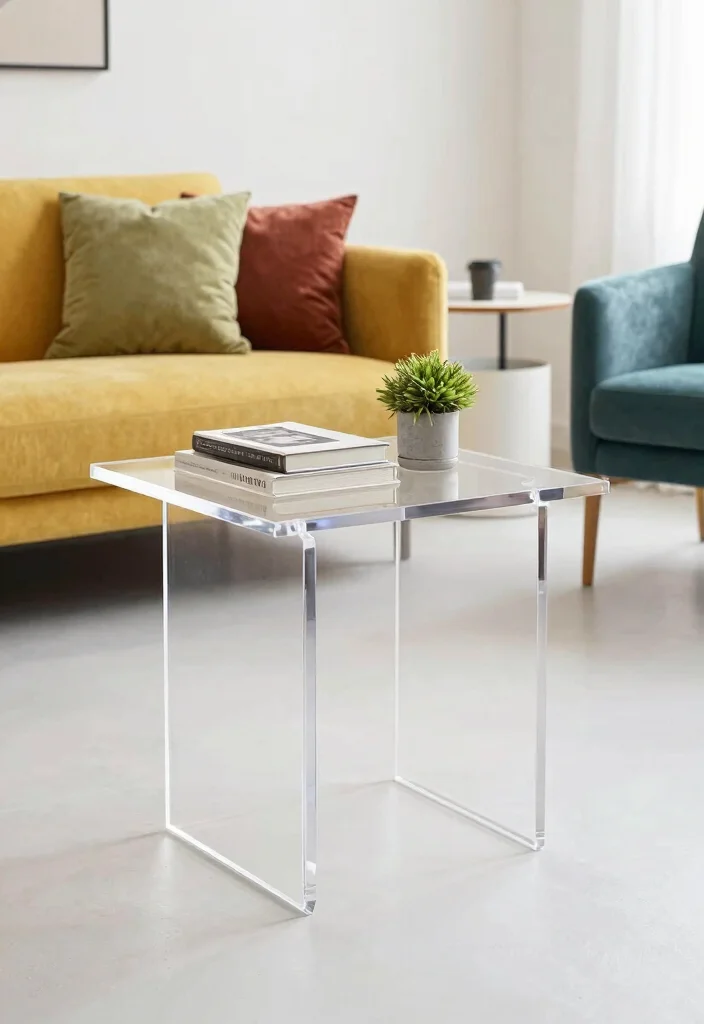 15 Center Table for Living Room Ideas: Functional Style - 10. Minimalist Acrylic Table 1