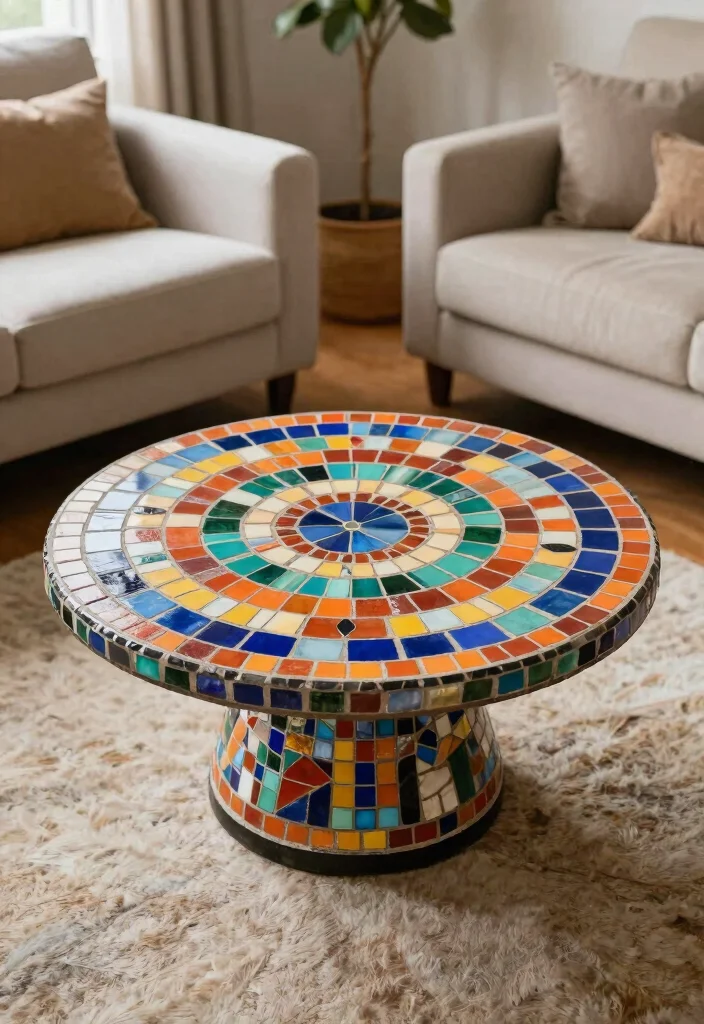 15 Center Table for Living Room Ideas: Functional Style - 11. Artistic Mosaic Table 1