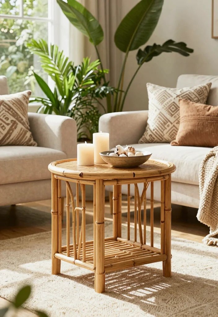 15 Center Table for Living Room Ideas: Functional Style - 3. Bamboo Bliss 1