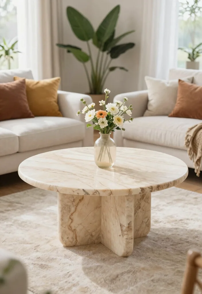 15 Center Table for Living Room Ideas: Functional Style - 7. Natural Stone Center Table 1