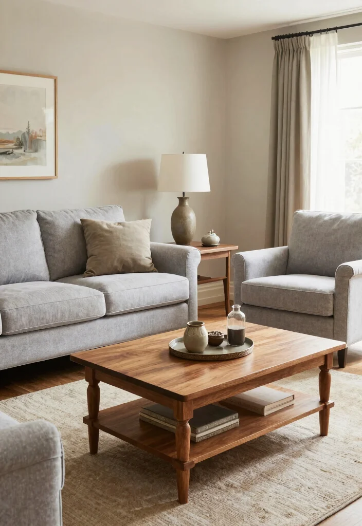 15 Light Grey Sofa Living Room Ideas Bright Neutral Style - 10. Mixing Modern with Traditional Elements 1