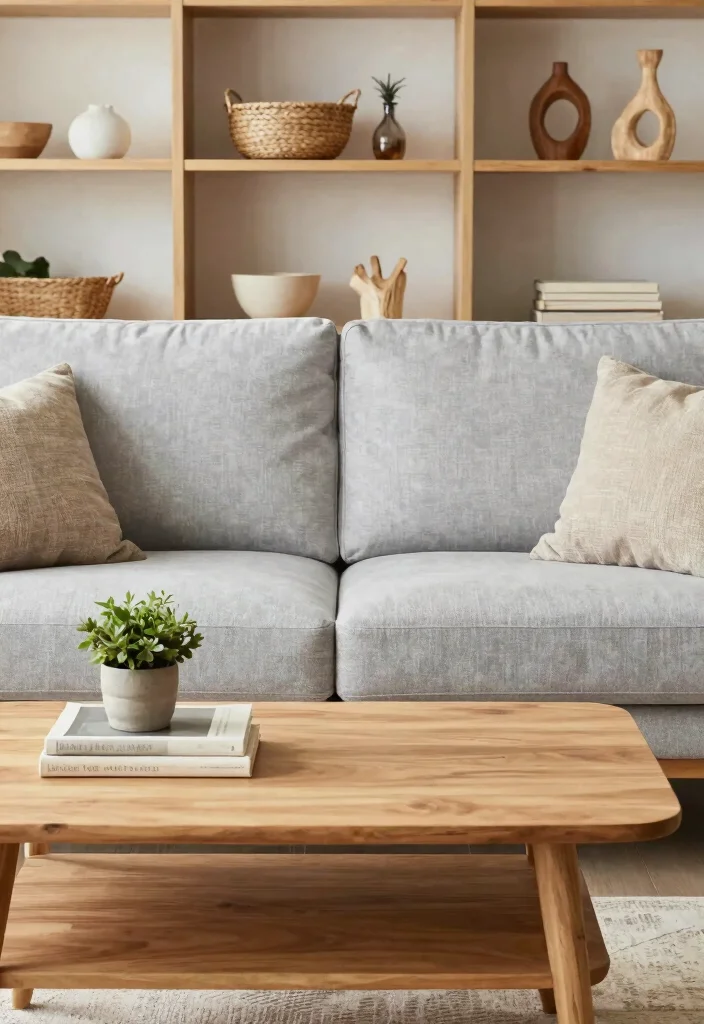15 Light Grey Sofa Living Room Ideas Bright Neutral Style - 2. Pairing with Natural Wood Accents 1