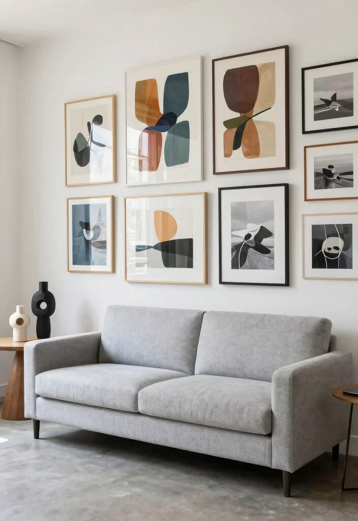 15 Light Grey Sofa Living Room Ideas Bright Neutral Style - 4. Creating a Focal Point with Art 1