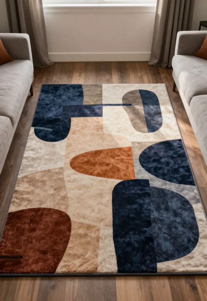 15 Moody Living Room Rug Ideas Deep Cozy Drama - 12. Artistic Abstract Designs 1