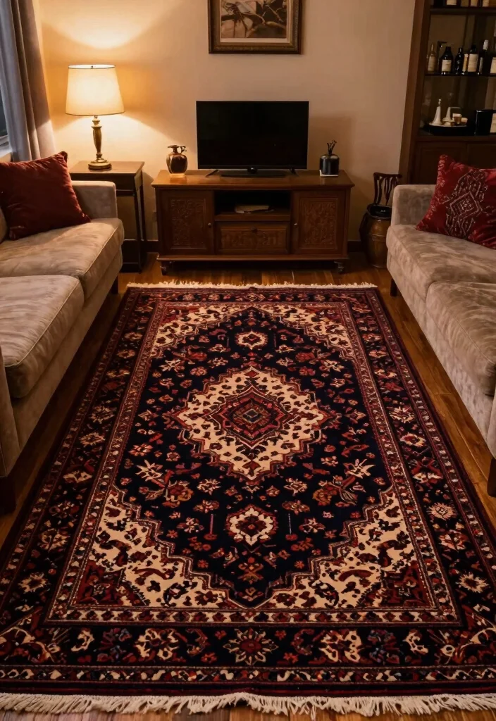 15 Moody Living Room Rug Ideas Deep Cozy Drama - 13. Traditional Turkish Rugs 1