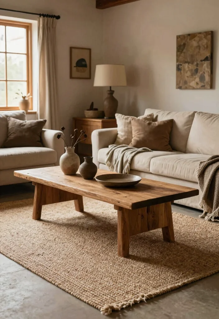 15 Moody Living Room Rug Ideas Deep Cozy Drama - 5. Rustic Charm with Jute 1