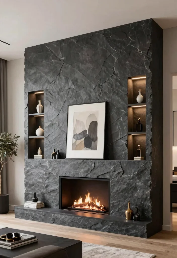 15 Slate Wall Living Room Ideas Textured Modern Mood - 12. Adding Unique Architectural Features 1
